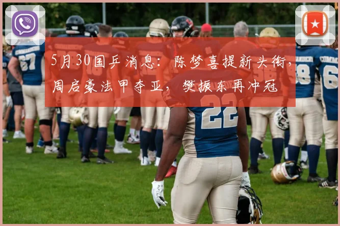 5月30国乒消息：陈梦喜提新头衔，周启豪法甲夺亚，樊振东再冲冠